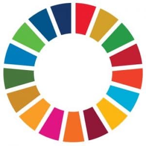 Roda multicolor dos Objetivos de Desenvolvimento Sustentável